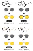 Оправа комбинированная, металл + пластик с защитой от синего света + 2 магнитные солнцезащитные насадки (клипон) 7701-GT