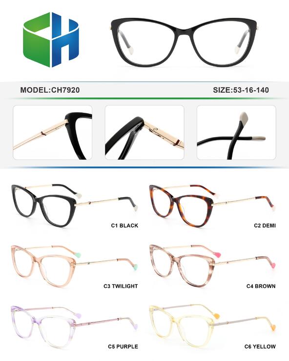 Plastic acetate frame for women with spring hinges CH7920-DA