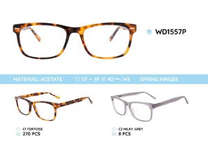 Plastic acetate eyeglasses frame for men with spring hinges WD1557P