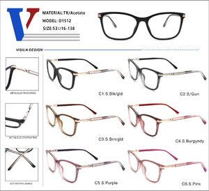 Оправа пластиковая из ацетата TR90 + металл с флексом D1512-DA