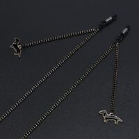 Black-colored metal non-slip chain, with pendant pet dog, for glasses and masks GL673