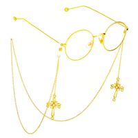 Металлическая нескользящая цепочка, с подвеской крестик с жемчугом, для очков и масок GL734