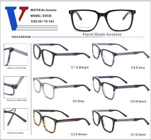 Plastic acetate frame with spring hinges D3038-DA