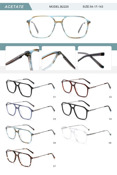 Plastic acetate frame for men with spring hinges B2225-DA