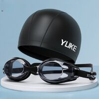 Очки для плавания детские водонепроницаемые с защитой от запотевания, с шапочкой, 1700-YU