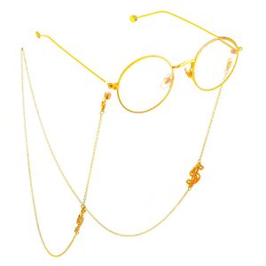 Gold-colored metal non-slip chain, with dollar sign, for glasses and masks GL552