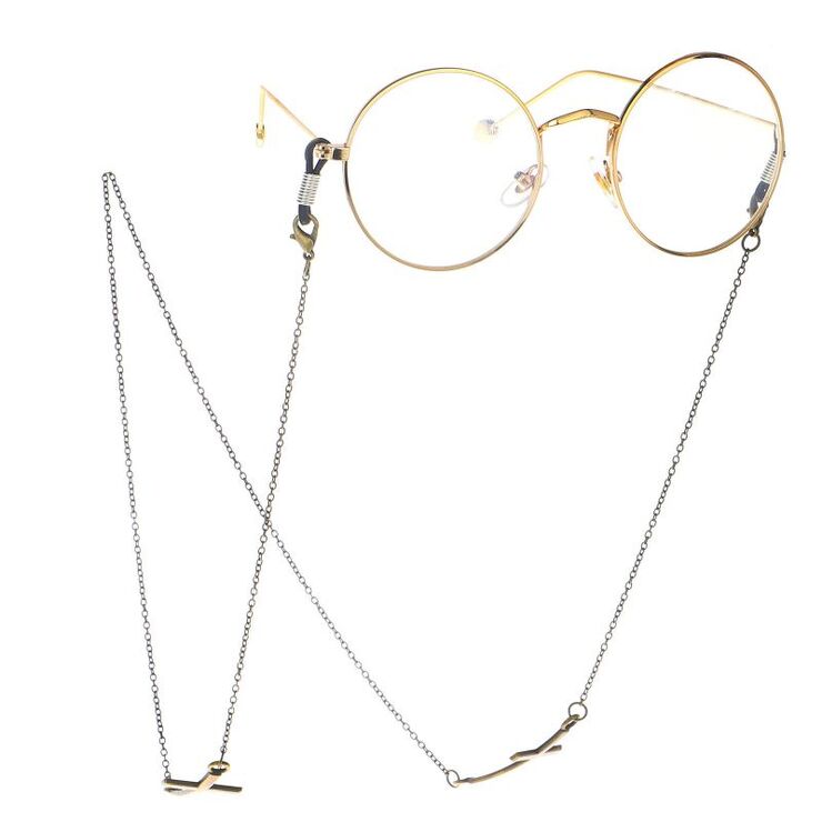 Металлическая нескользящая цепочка бронзового цвета, с крестом, для очков и масок GL124