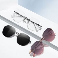 Metal rimless women's frame + magnet sunshade clip-on 7200-GT