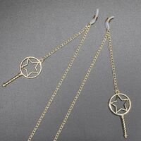 Gold-colored metal non-slip chain, with pendant style star and magic wand, for glasses and masks GL376