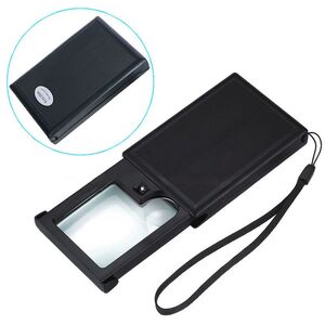 Лупа складная с универсальной подсветкой 21015-XX, размеры: 45*45 мм, ⌀20 мм, увеличение: 3X, 6Х