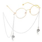 Металлическая нескользящая цепочка серебряного цвета, с подвеской в виде скелета, для очков и масок GL402