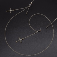 Металлическая нескользящая цепочка, с подвеской в виде креста со стразами, для очков и масок GL561