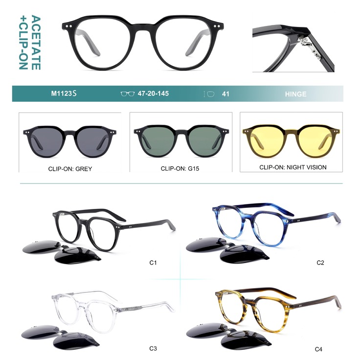 Plastic acetate frame + polarized clip-on Big City M1123S