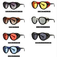 Пластиковые мужские солнцезащитные очки в стиле стимпанк в круглой оправе 0046-EL