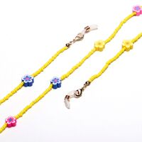 Gold-colored metal non-slip chain, with flowers and colorful rice beads, for glasses and masks GL1289-1