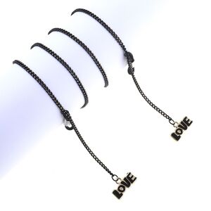 Black-colored metal non-slip chain, with pendant Love, for glasses and masks GL828