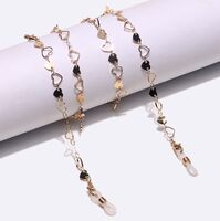 Металлическая нескользящая цепочка золотого цвета, с золотыми сердцами, для очков и масок GL1415