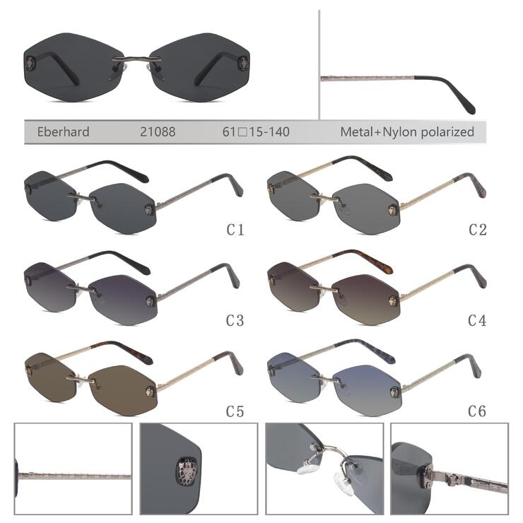 Rimless polarized metal sunglasses with nylon lenses Eberhard EH21088