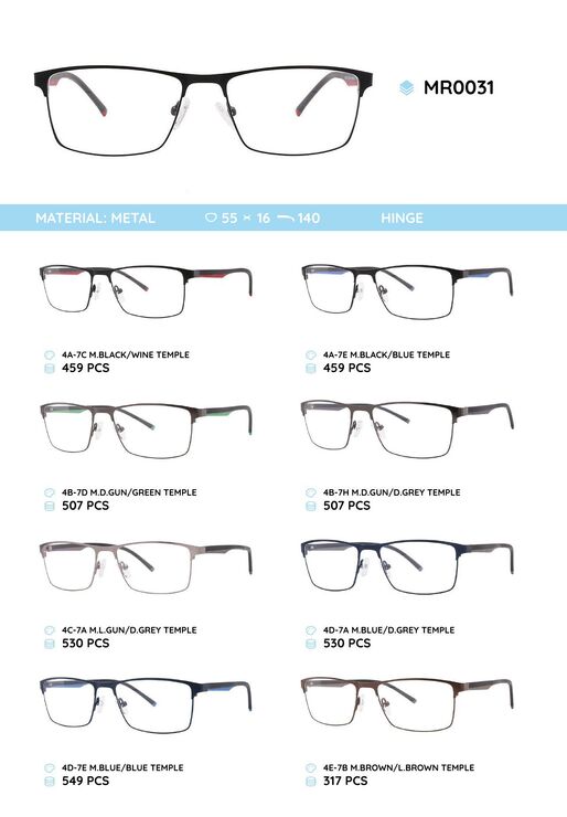 Металлическая оправа с дужками из материала TR-90 MR0031