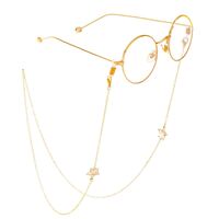 Gold-colored metal non-slip chain, with five-star and pearl, for glasses and masks GL305