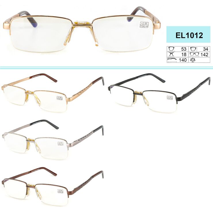 Очки Vizzini EL1012G, block blue light, полуободковые в металлической оправе +1.50 до +2.50 (шаг 0.25)