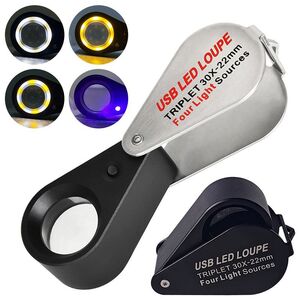 Folding magnifier with universal backlight 7806-2-XX, diameter: 22 mm, magnification: 10X, 20X, 30X