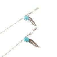Металлическая нескользящая цепочка серебряного цвета, с бирюзой и листом, для очков и масок GL154