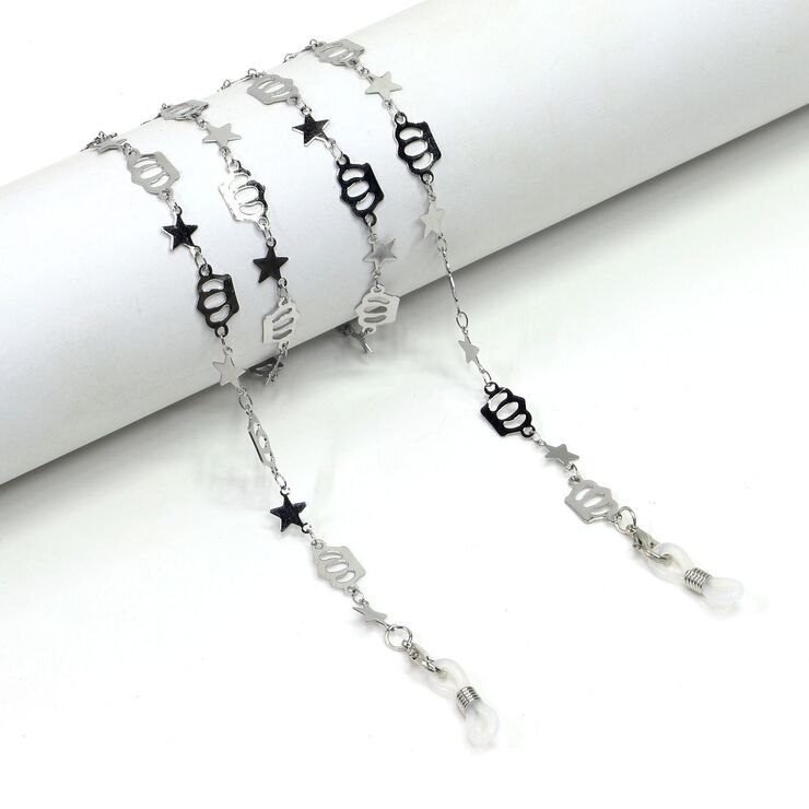 Металлическая нескользящая цепочка, с короной и звездой, для очков и масок GS058