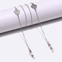 Silver-colored metal non-slip chain, with rose flower, for glasses and masks GL062