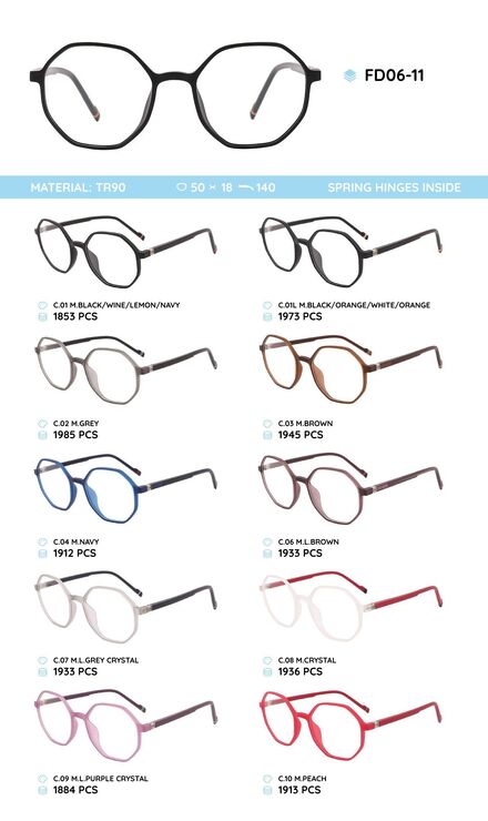 TR-90 plastic frames for glasses FFD06-11
