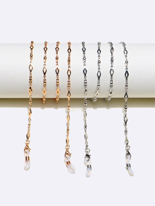 Set of two gold and silver glasses chains with hollow rhombuses GM063