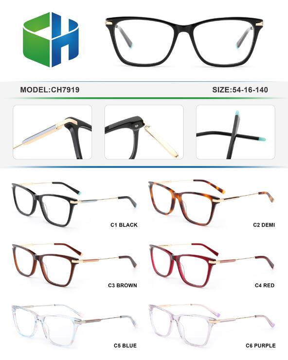 Plastic acetate frame for women with spring hinges CH7919-DA