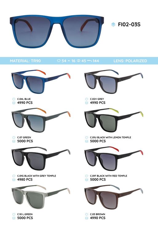 Plastic TR90 frame polarized sunglasses FI02-03S