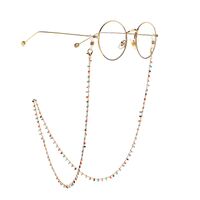 Металлическая нескользящая цепочка золотого цвета, с цветными бусинами, для очков и масок GL985
