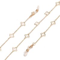 Металлическая нескользящая цепочка золотого цвета, с полым цветком клевера, для очков и масок GL1518