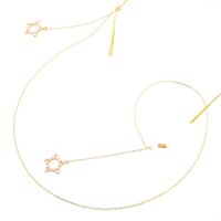 Gold-colored metal non-slip chain, with pendant five-star with pearl, for glasses and masks GL299