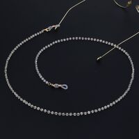 Gold-colored metal non-slip chain, with square crystal, for glasses and masks GL1001