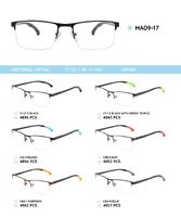 Metal frame with temples made of TR-90 material with a bendable tip HA09-17