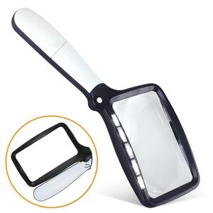 Magnifier with universal backlight, magnifying glass with handle 10863-XX, size: 108*63 mm, magnification: 2X