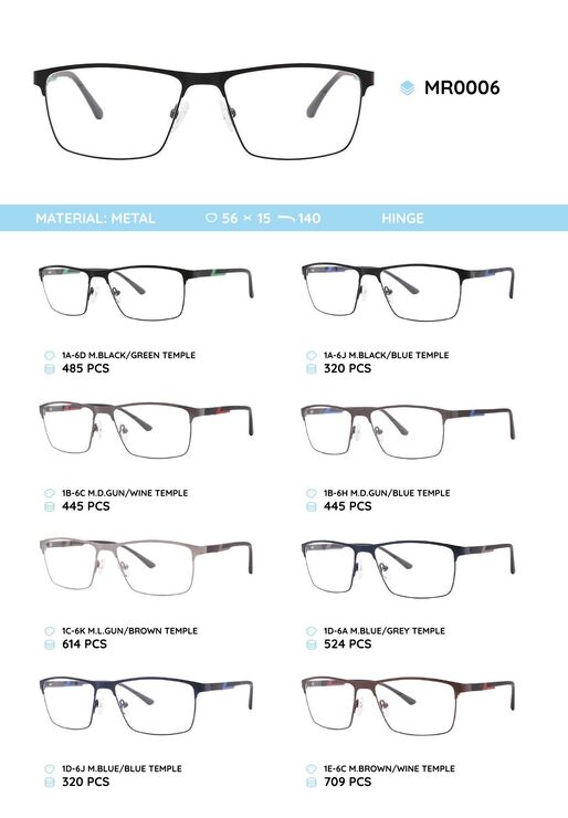 Metal frame with temples made of TR-90 material MR0006