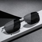 Поляризационные фотохромные солнцезащитные металлические безрамочные очки KY222100