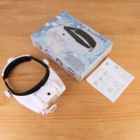 Binocular magnifier with backlight, magnifying glass with head mount 81000S-XX, magnification: 1,5X, 2X, 8X