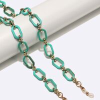 Acrylic non-slip chain,gold and turquiose color, for glasses and masks GL1710