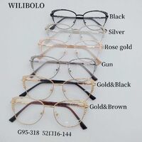 Metal ultrathin women's frames with spring hinges and rhinestones Wilibolo G95-318