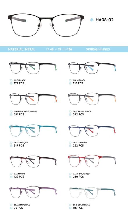 Metal frame with TR-90 temples with spring hinges HA08-02