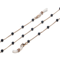 Металлическая цепочка с чёрным искусственным жемчугом для очков и масок GL1126