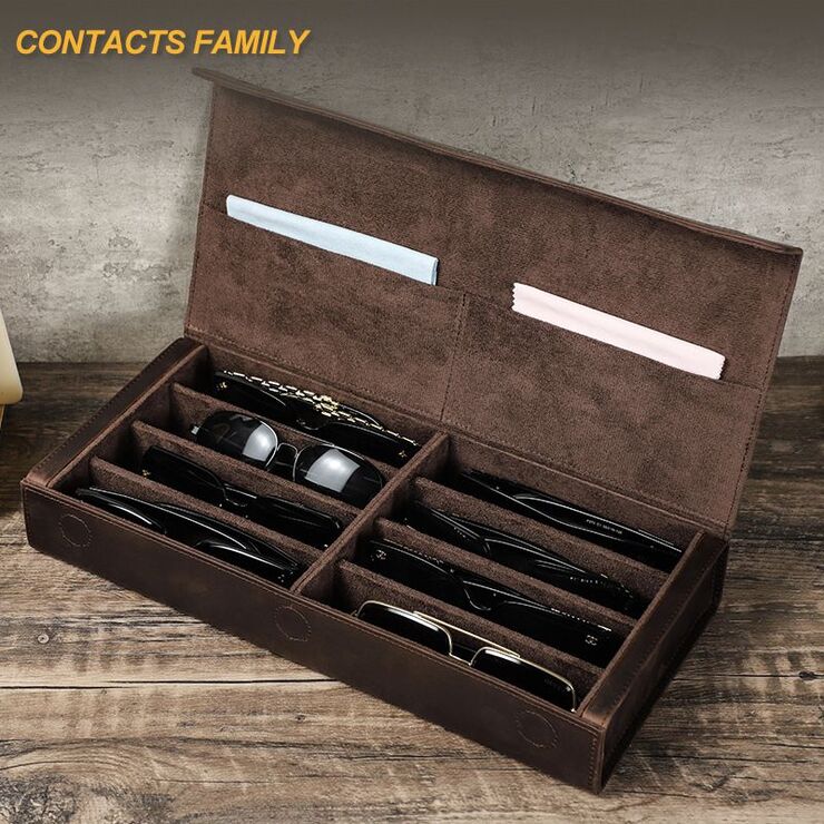 Футляр для очков и солнцезащитных очков из натуральной кожи на 8 отсеков CF4013