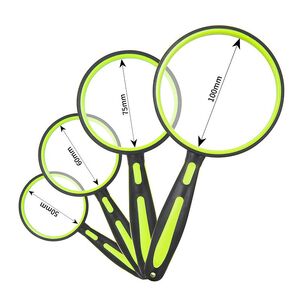 Magnifier, magnifying glass with handle 双色橡胶柄放大镜-4-XX, diameter 50mm, 60mm, 75mm, 100mm, magnification: 10Х, 8Х, 6Х, 5Х