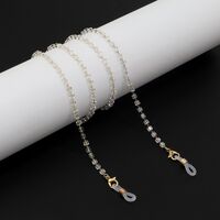 Gold-colored metal non-slip chain, with square crystal, for glasses and masks GL1001