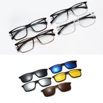 Оправа пластиковая TR90/PC + комплект из 5 поляризационных солнцезащитных насадок (клипон) на магните + кожаная сумка El Dorado EL3301A